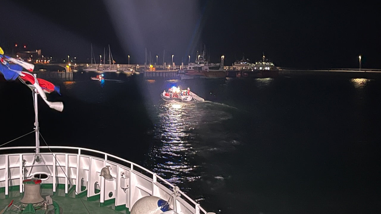 Schiffskollision vor Helgoland. Foto: DGzRS