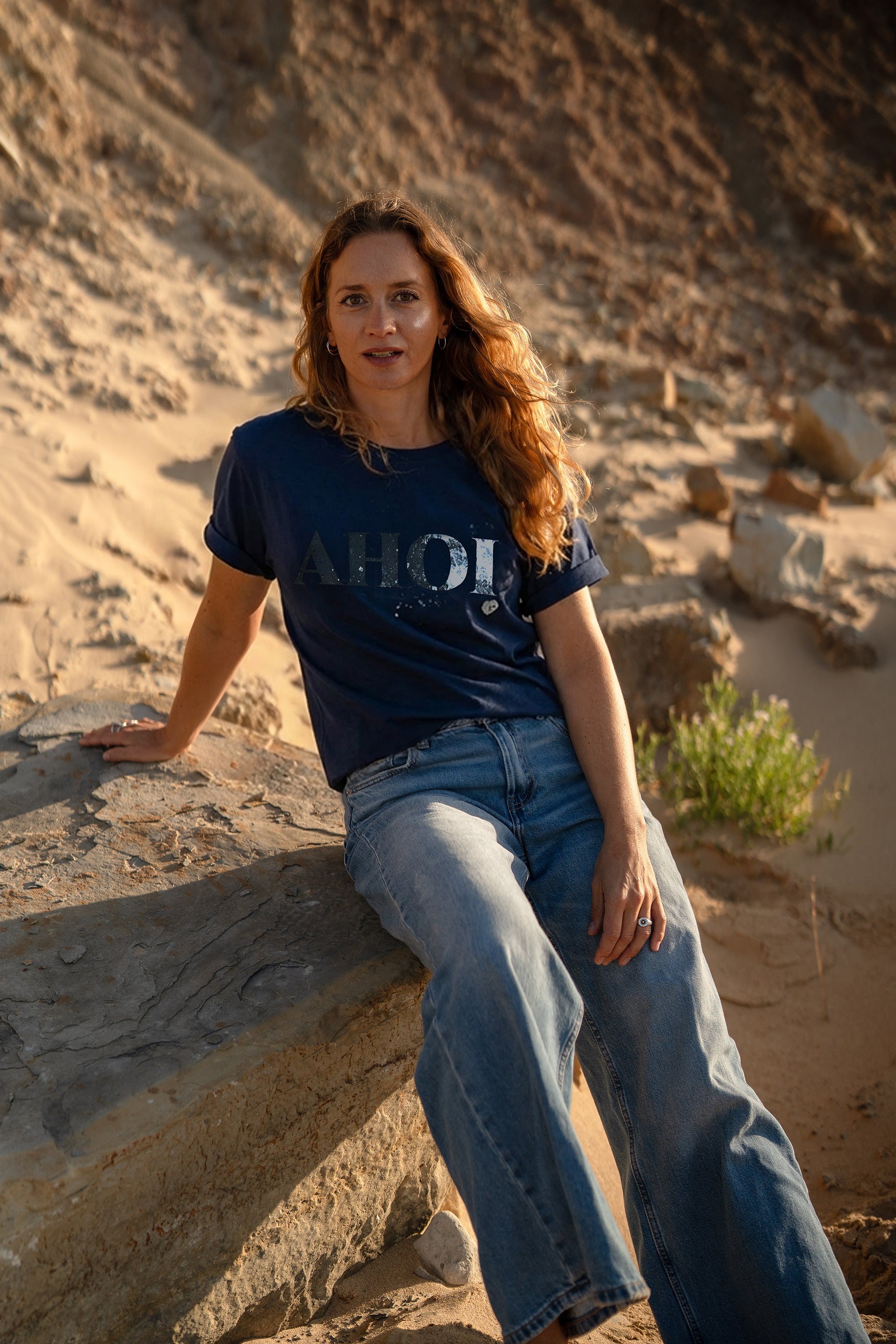 Frauen T-Shirt AHOI navy | ankerherz.de