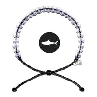 4Ocean Armband Hai – schwarzes Nylonband mit Glasperlen und Edelstahl-Anhänger, Frontansicht