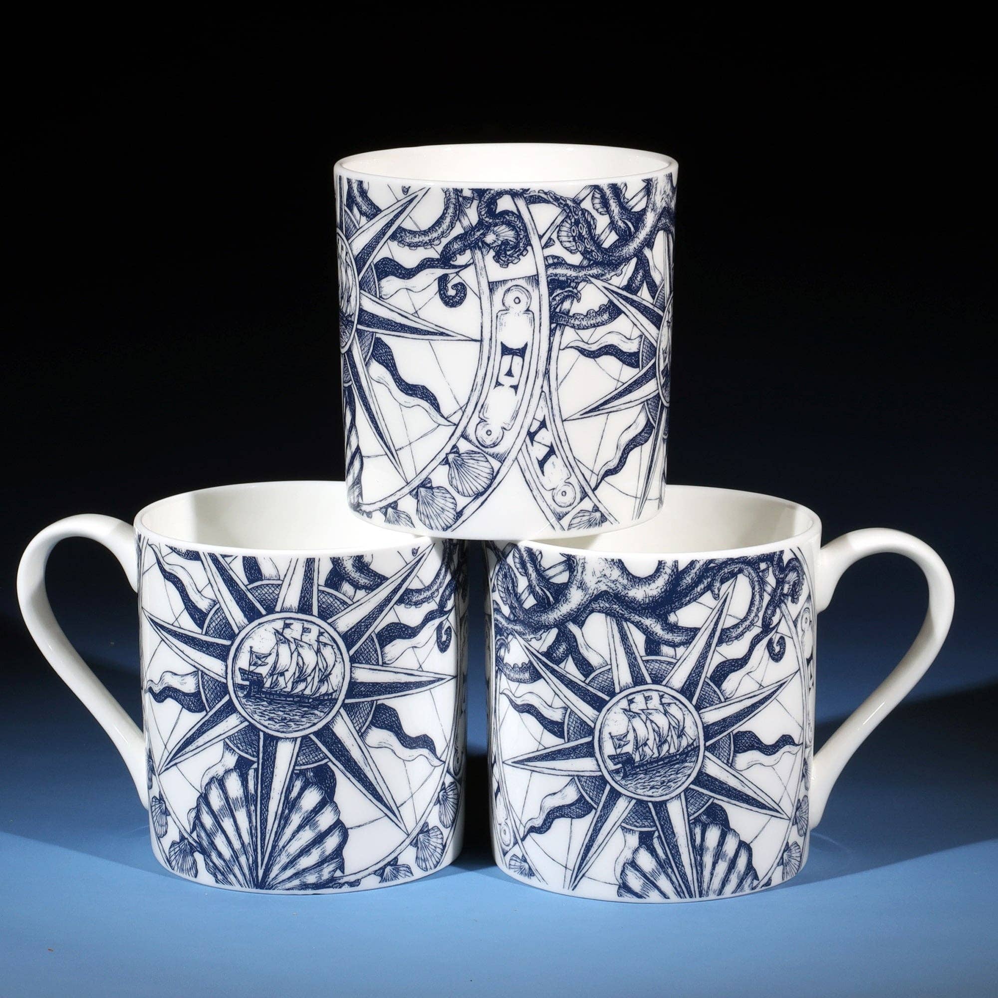 Becher Kompassrose — Knochenporzellan | Cream Cornwall