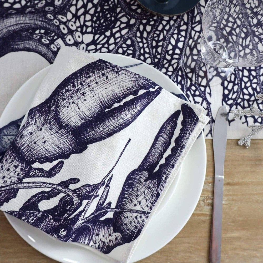 4er Set Luxus-Servietten mit Meerestieren