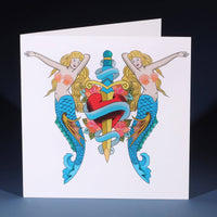 Tattoo-Klappkarte – Meerjungfrauen & Dolche