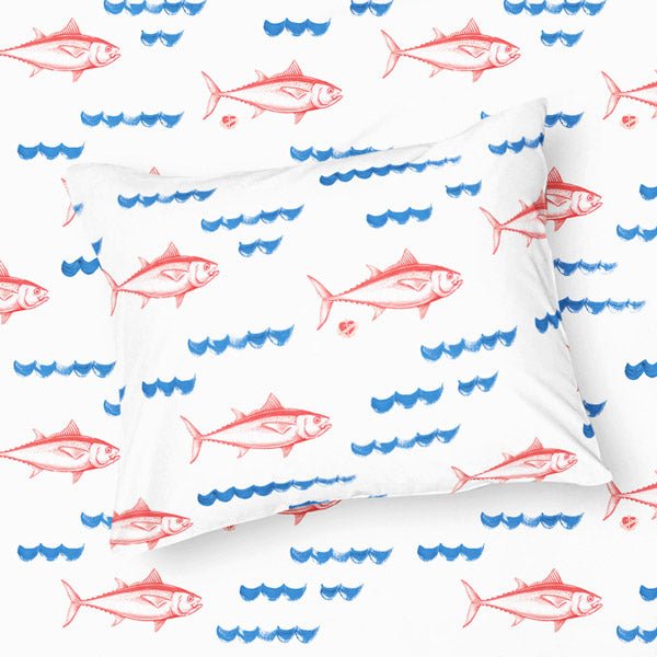 Spannbettlaken Wellen und Fische - verschiedene Größen - Ankerherz Verlag