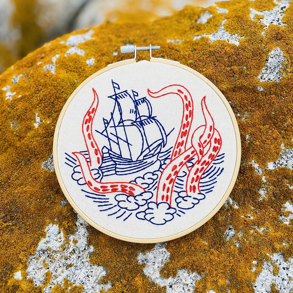 Stickset Meerjungfrau und Schiff mit Kraken - Ankerherz Verlag